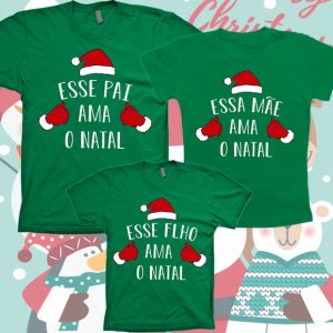 Camiseta  Natal em Família 3 unidades