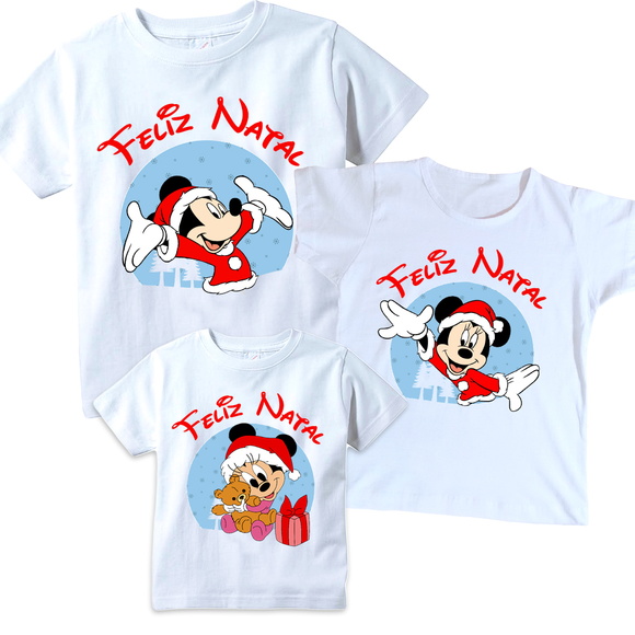 Camiseta Natal em Família Mickey Minnie 3 unidades – Criazopa
